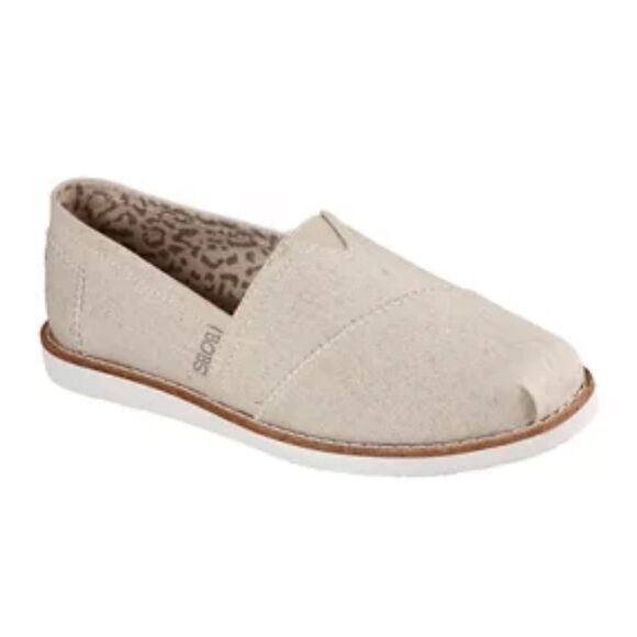 BOBS 8.5 by Sketchers Memory Foam Linen Canvas Slip On Flats Shoes - Picture 1 of 13